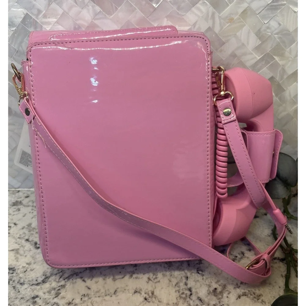 Women‎ Rotary Telephone Shaped Handbag Purse Retro Look Pink Phone Shoulder Bags